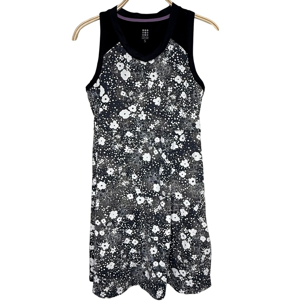Title Nine Floral Print Sleeveless‎ Athletic Dress Black White Size S